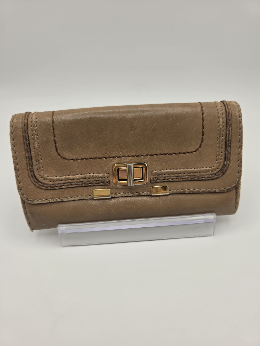 Authentic Chloe Preloved Marcie Calfskin Long Wallet In Camel/Nude Brown